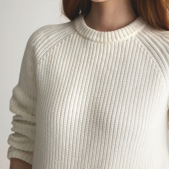 QUINCE 100% Organic Cotton Fisherman Crew Sweater Ivory Size M - Picture 8 of 9